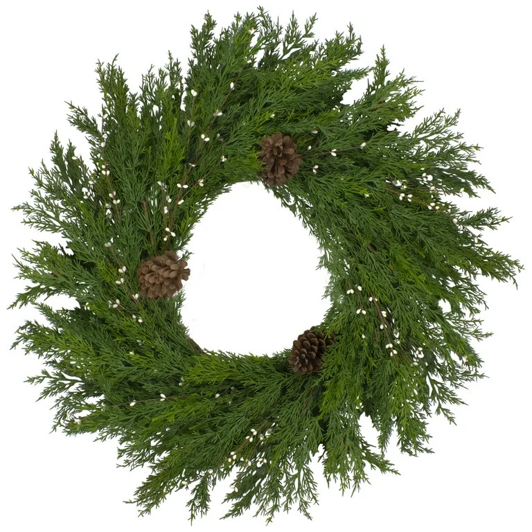 Northlight 32" Cedar with Pine Cones and White Berries Artificial Christmas Wreath - Unlit | Walmart (US)