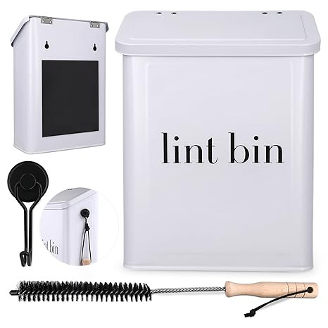Magnetic Laundry Lint Bin for Dryer | Wall-Mounted Small Trash Can for Laundry Room | Includes Ma... | Amazon (US)