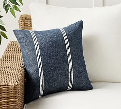 Sunbrella® Recycled Candlewick Striped Outdoor Pillow | Pottery Barn (US)