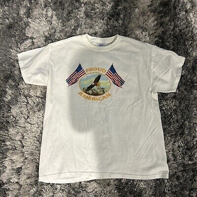 Mens Size L Large Proud American Front Graphic Short T-Shirt White  | eBay | eBay US