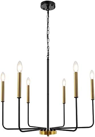 WBinDX 6-Light Modern Farmhouse Chandelier Black and Gold Classic Candle Chandeliers for Dining Room | Amazon (US)