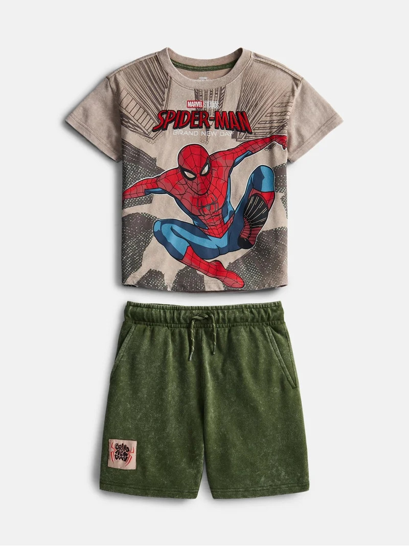 Spider-Man Boys Graphic Tee with Short Sleeves and Shorts Set, 2 Piece, Sizes 4-16 | Walmart (US)