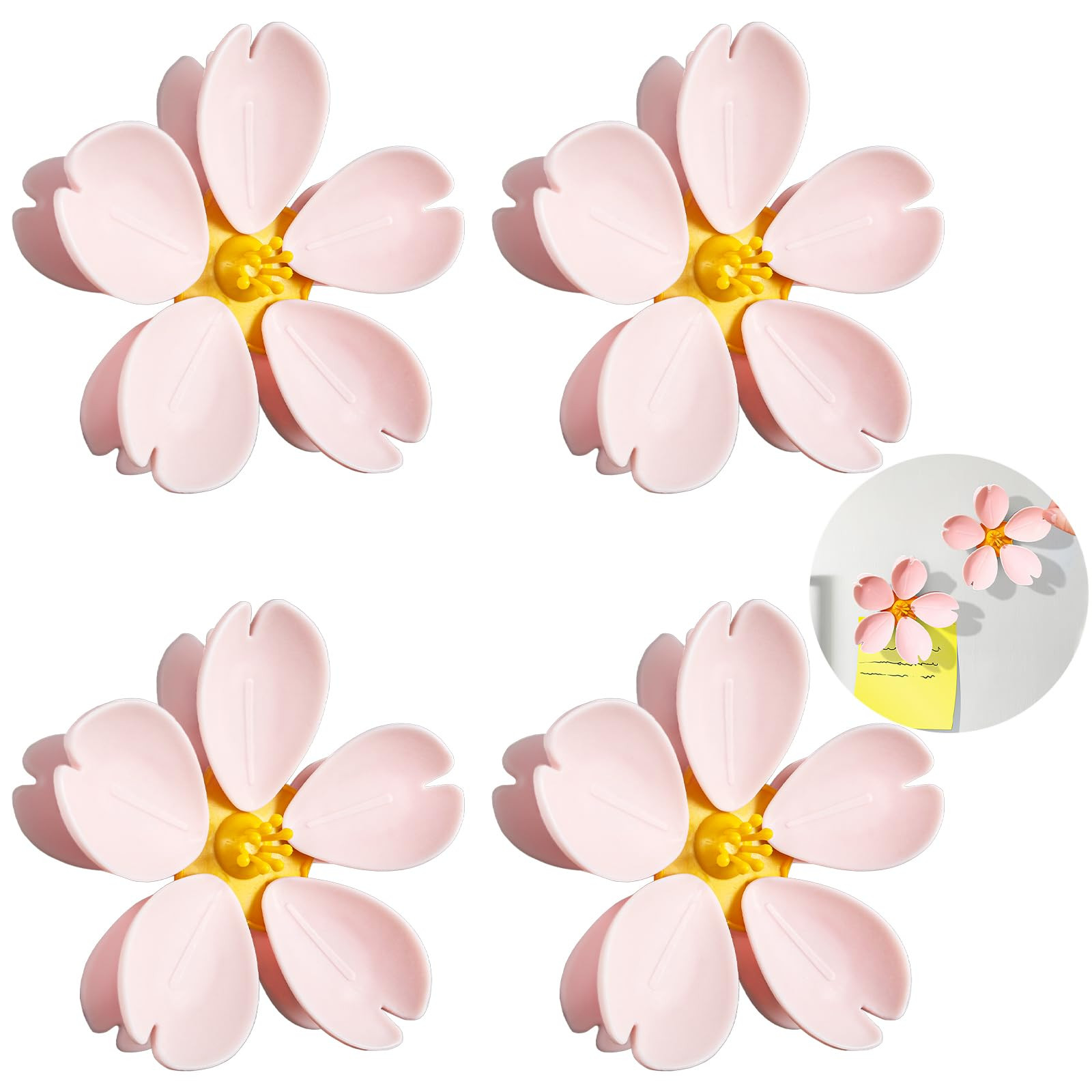 4 Pack Cherry Chip Clips Magnetic, Strong Cute Fridge Magnets Clips, Sealing Pink Chip Clips for ... | Amazon (US)