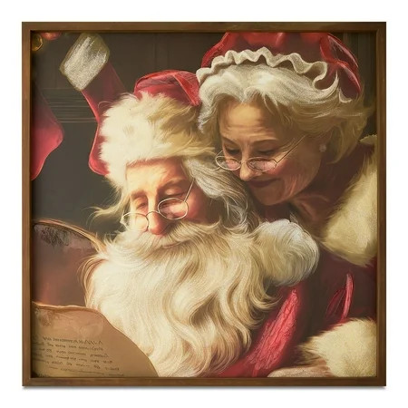 Santa and Mrs. Claus Framed Christmas Wall Art, 22" x 22", by Holiday Time | Walmart (US)