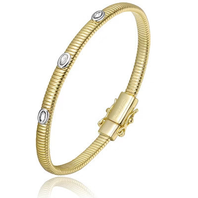 Guili 14K Gold Plated Bangle Bracelet with Colored Cubic Zirconia – Elegant, Sparkling Design for Special Occasions, Weddings, or Everyday Glamour | Target