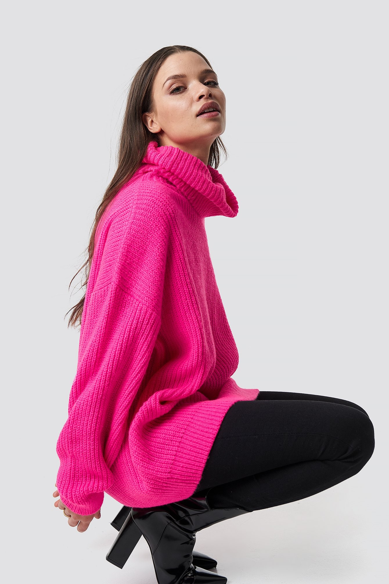 NA-KD Trend Neon Oversized Sweater - Pink | NA-KD Global