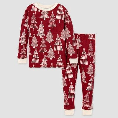 Burt's Bees Baby® Toddler Organic Cotton Trees Pajama Set - Red | Target