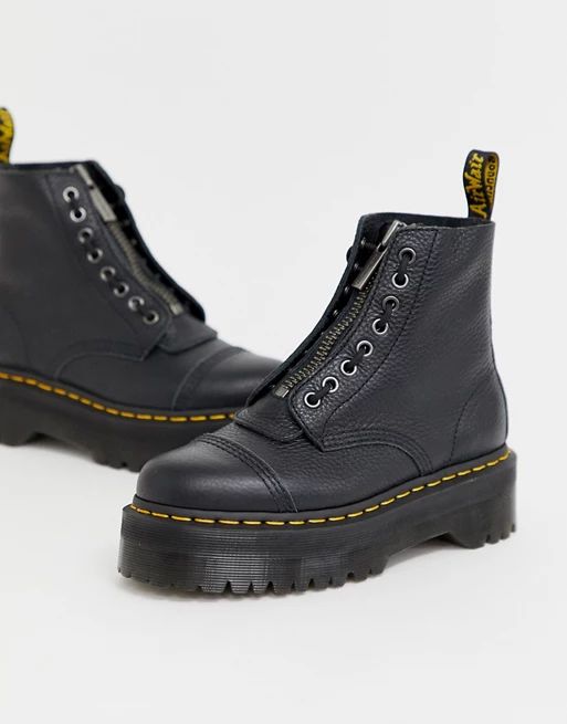 Dr Martens Sinclair flatform zip leather boots in tumbled black | ASOS | ASOS (Global)