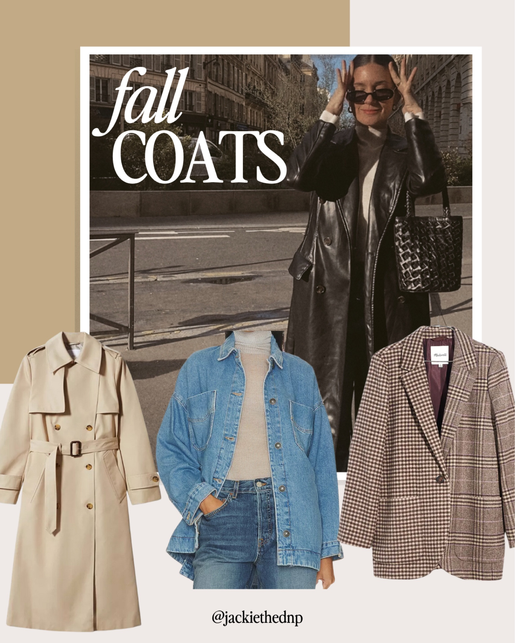 My favorite fall jackets: camel trench, black leather trench, oversized denim jacket, oversized houndstooth blazer 

#LTKSeasonal #LTKstyletip