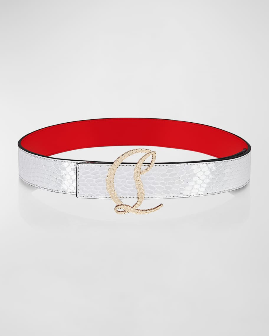 Christian Louboutin CL Birdy Metallic Leather Belt | Neiman Marcus