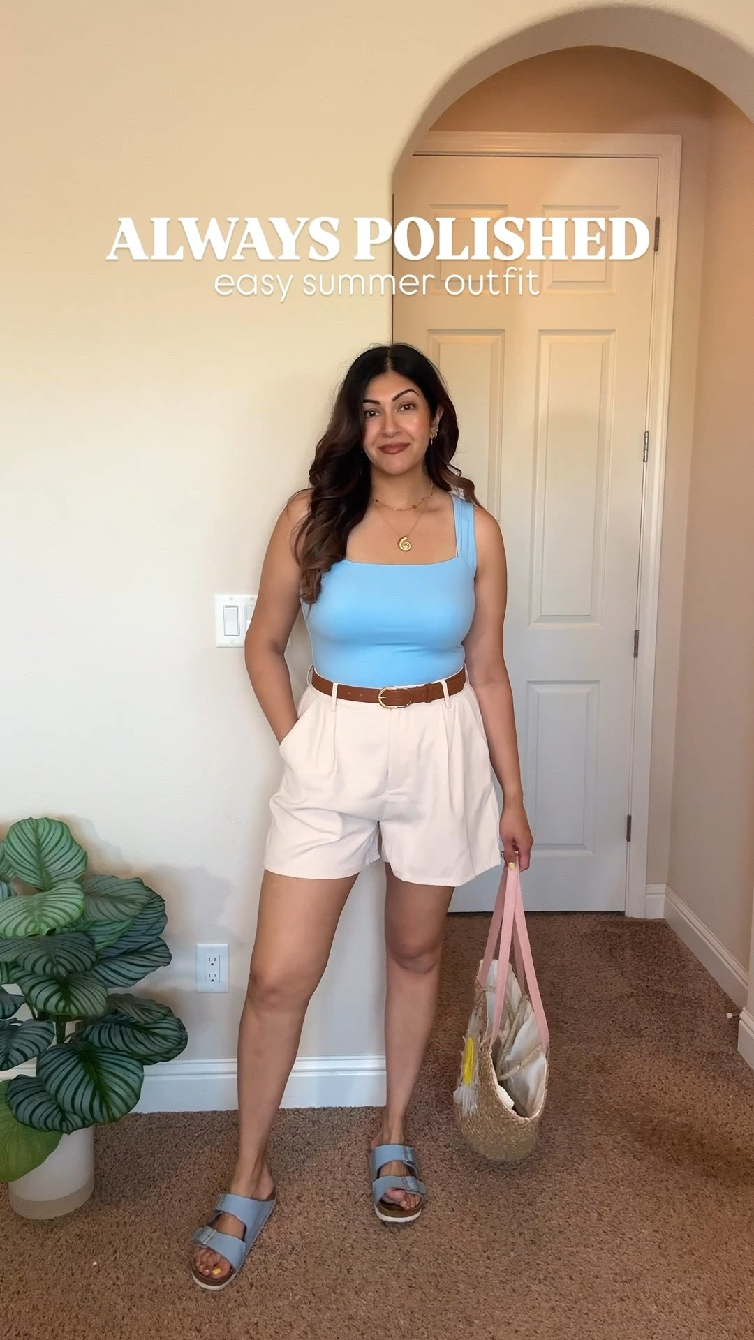 An easy summer outfit that looks polished: smoothing square neck top with #bermudashorts belted with the most comfortable Birkenstock sandals. These summer sandals are so comfortable to walk in. 
Shorts are great for covering the belly. 

#summeroutfit #shorts #tailoredoutfits #oldmoney #classicoutfits #amazon

Vacation outfit / summer brunch outfit / size 10 outfits / Amazon outfit 

#LTKSummerEdit #LTKTravel #LTKMidsize