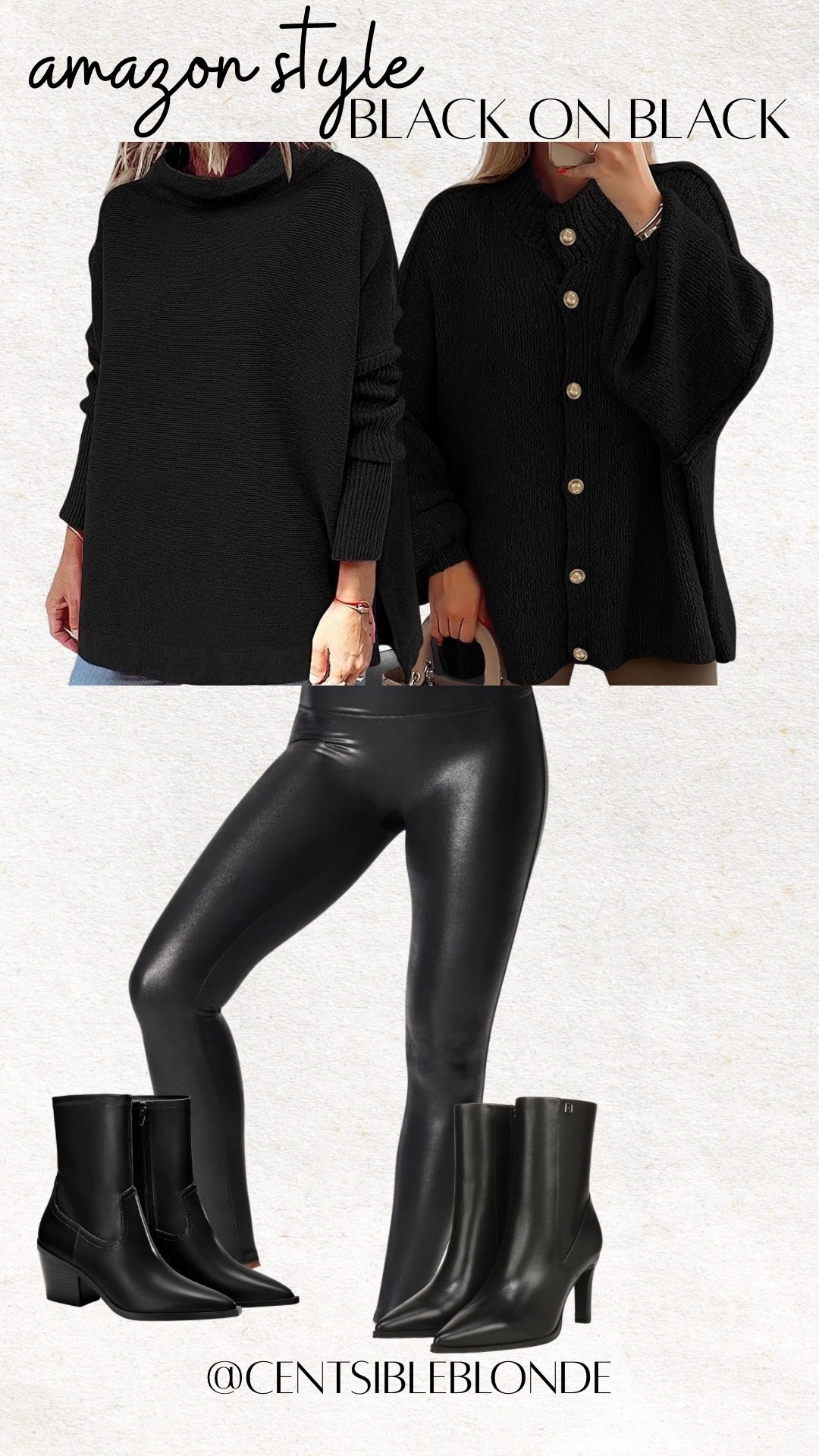 Black sweater, faux leather leggings, spanx leggings, black oversized sweater, leggings sweater, Amazon style, Amazon outfit, black boots, heeled boots, winter style, winter outfit, pointed toe boots

#LTKSeasonal #LTKFindsUnder50 #LTKootd