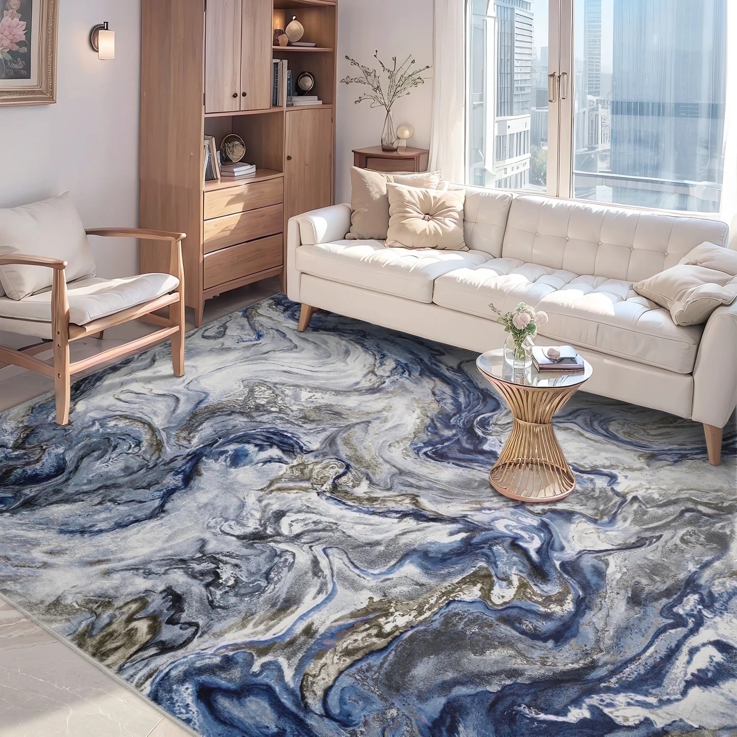 SIXHOME 5'x7' Area Rugs for Living Room Marble Swirl Abstract Rug Ultra Soft Washable Rugs for Be... | Walmart (US)