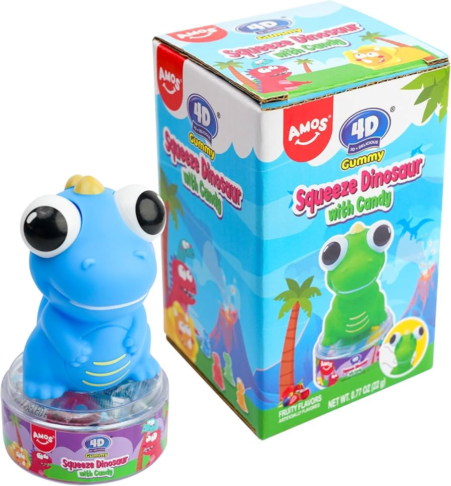 Amos 4D Gummy Squishies Dinosaur with Candy, Stress Relief Squishy Dino Easter Candy Gift for Kid... | Amazon (US)