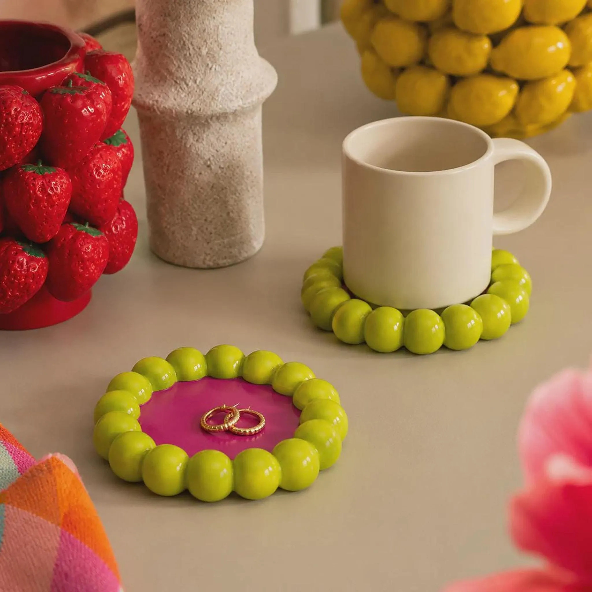 Coaster Set, Colorful Bubble Concrete Design with Glossy Water-Resistant Finish | Etsy (Global)