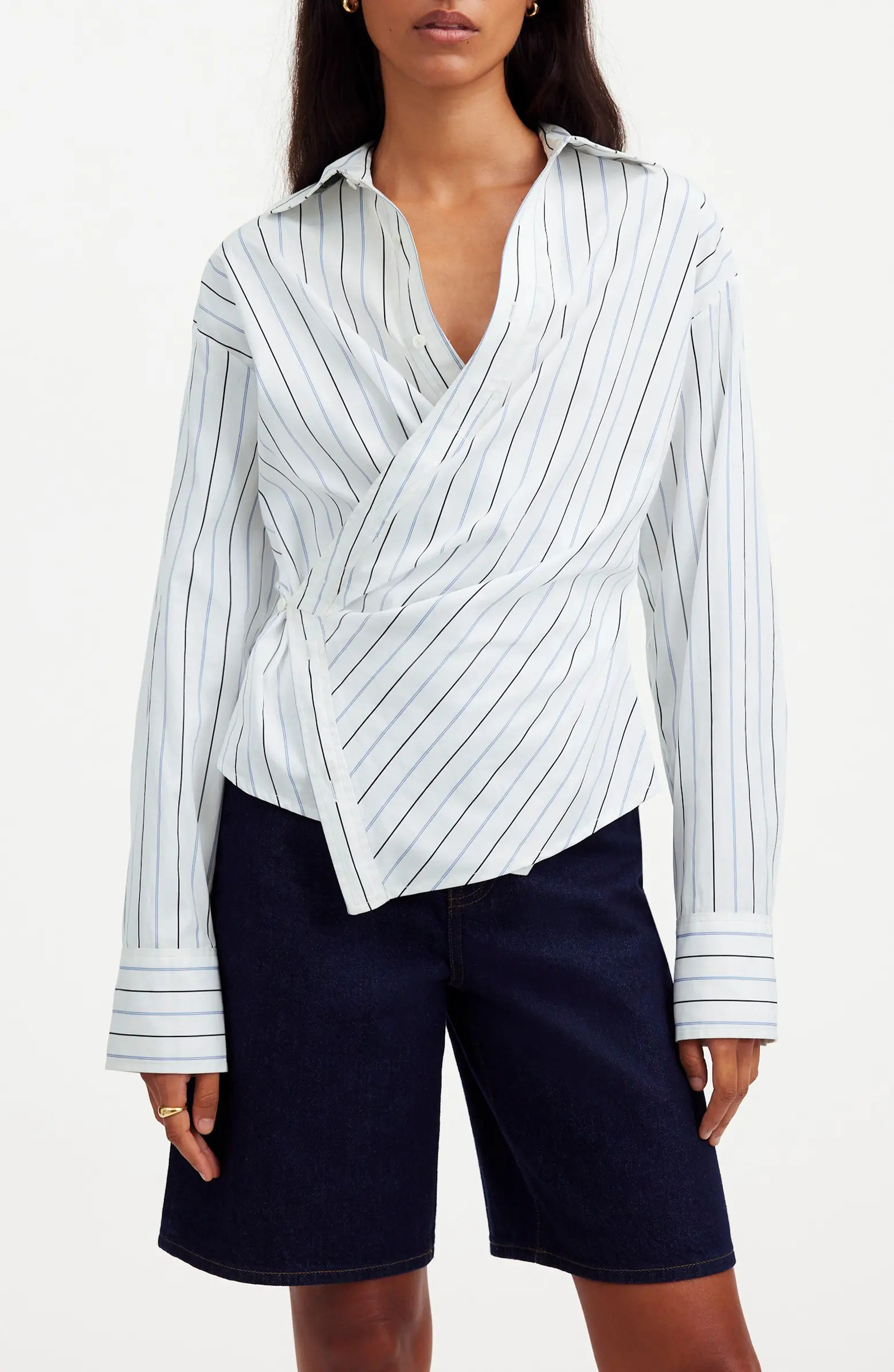 Stripe Asymmetric Button-Up Shirt | Nordstrom Rack