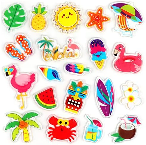 20 PCS Hawaiian Thick Gel Clings Summer Beach Window Gel Clings Decals Stickers for Kids Toddlers... | Amazon (US)