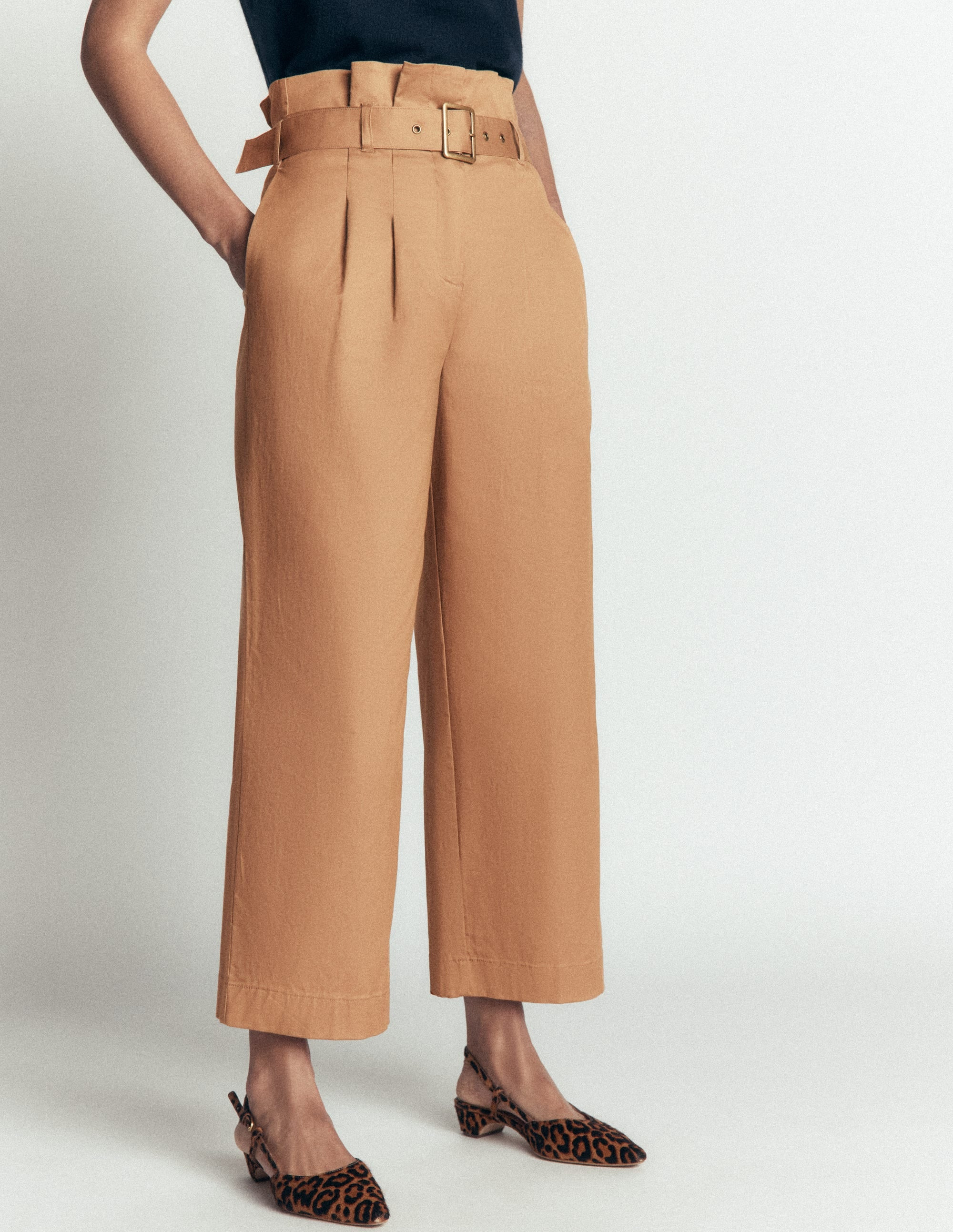 Paperbag Waist Pants-Cappuccino | Boden (US)