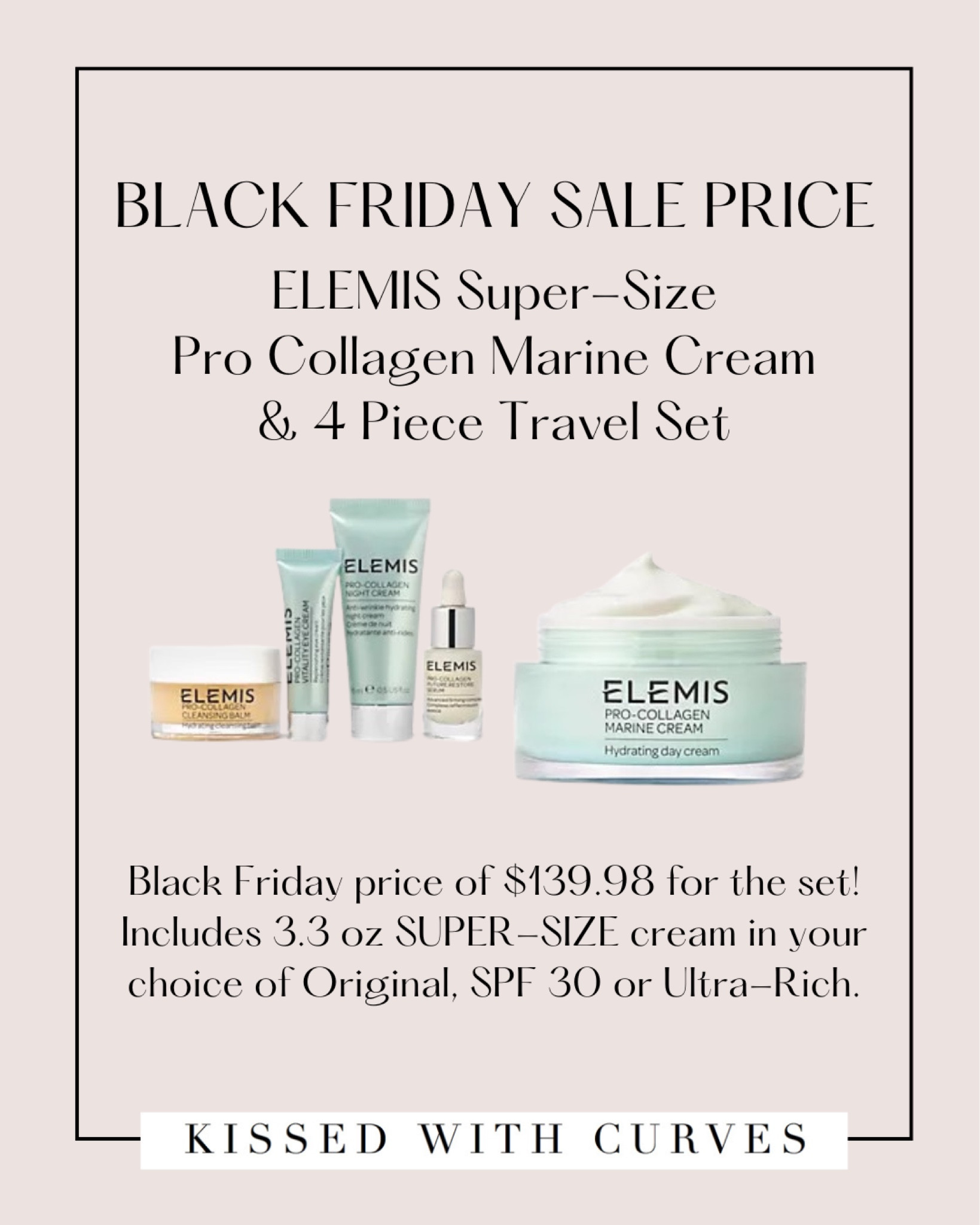 Black Friday Sale! Elemis Super-Size Pro Collagen Marine Cream & 4 Piece Travel Set for $139.98 + free shipping! Choose from Original, SPF 30 or Ultra-Rich.

I’ve been using this Elemis Pro-Collagen Marine Cream for a while now and absolutely love it! The texture and consistency is really nice and luxurious and it’s been really good on my sensitive skin! The SPF 30 version is wonderful for protecting your skin from the sun. Such a nice gift for the beauty lover! 


#LTKBeauty #LTKCyberWeek #LTKGiftGuide