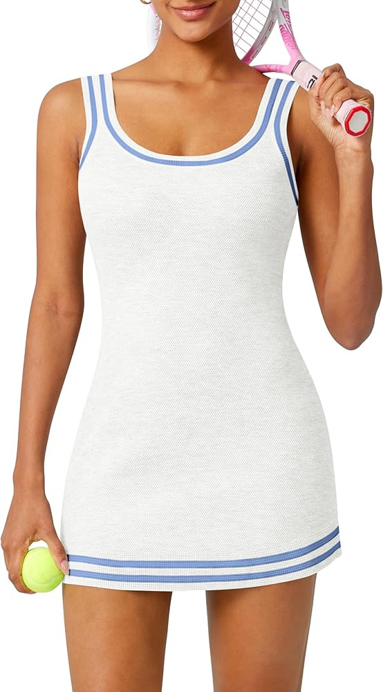 TQD Tennis Dress for Women Athletic Striped Knitted Sweater Tank Mini Active Casual Club Golf Dre... | Amazon (US)