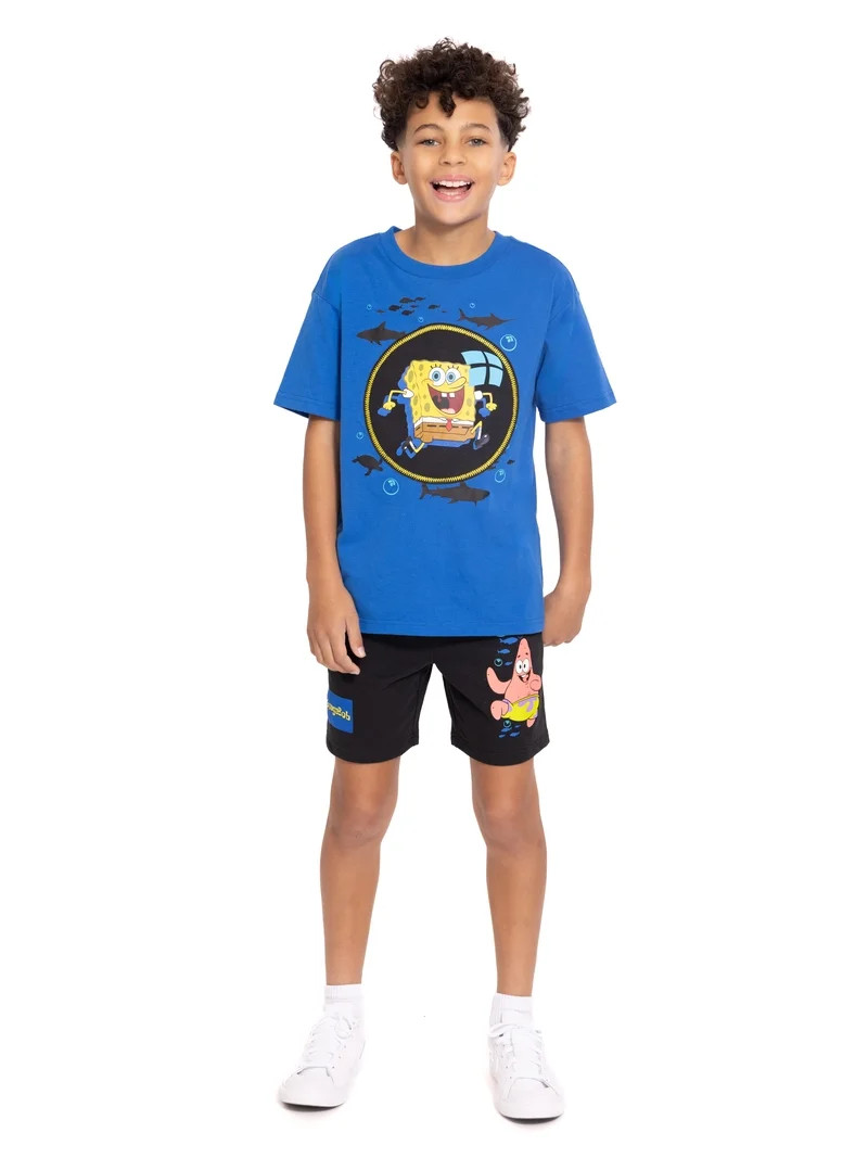 SpongeBob SquarePants Boys Short Sleeve Graphic Tee and Shorts Set, 2-Piece, Sizes 4-16 | Walmart (US)