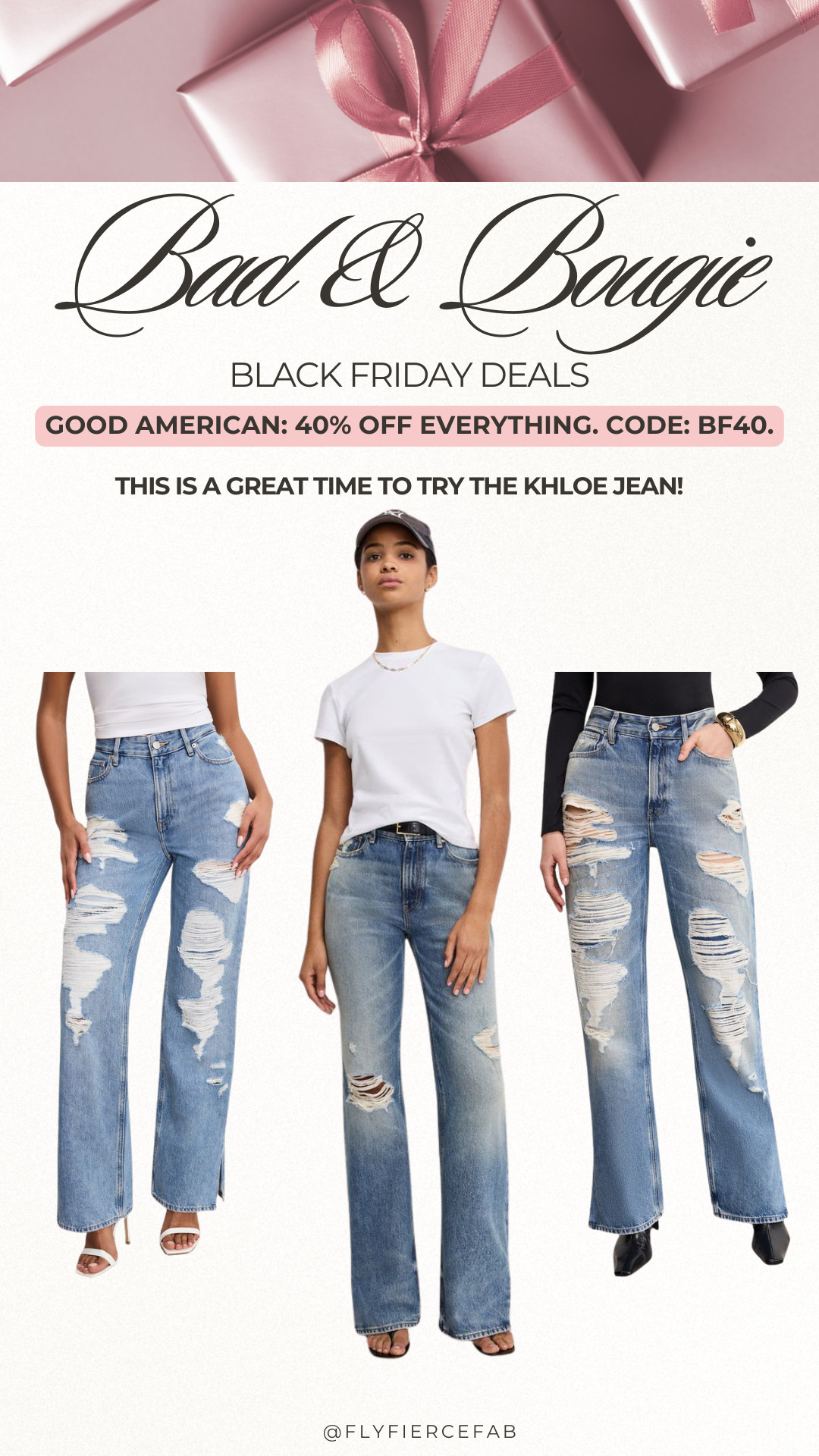 If you're looking for some new jeans, now is a great time to check out Good American! Everything is currently 40% Off for Black Friday (Code: BF40) 🛍️✨.

I find that their jeans run true to size, and I love their always fits bootcut jeans (which stretch to fit 4 different sizes). These Khloe jeans are on my wishlist too! 👖 

 #LTKCyberWeek #LTKGiftGuide #LTKSaleAlert