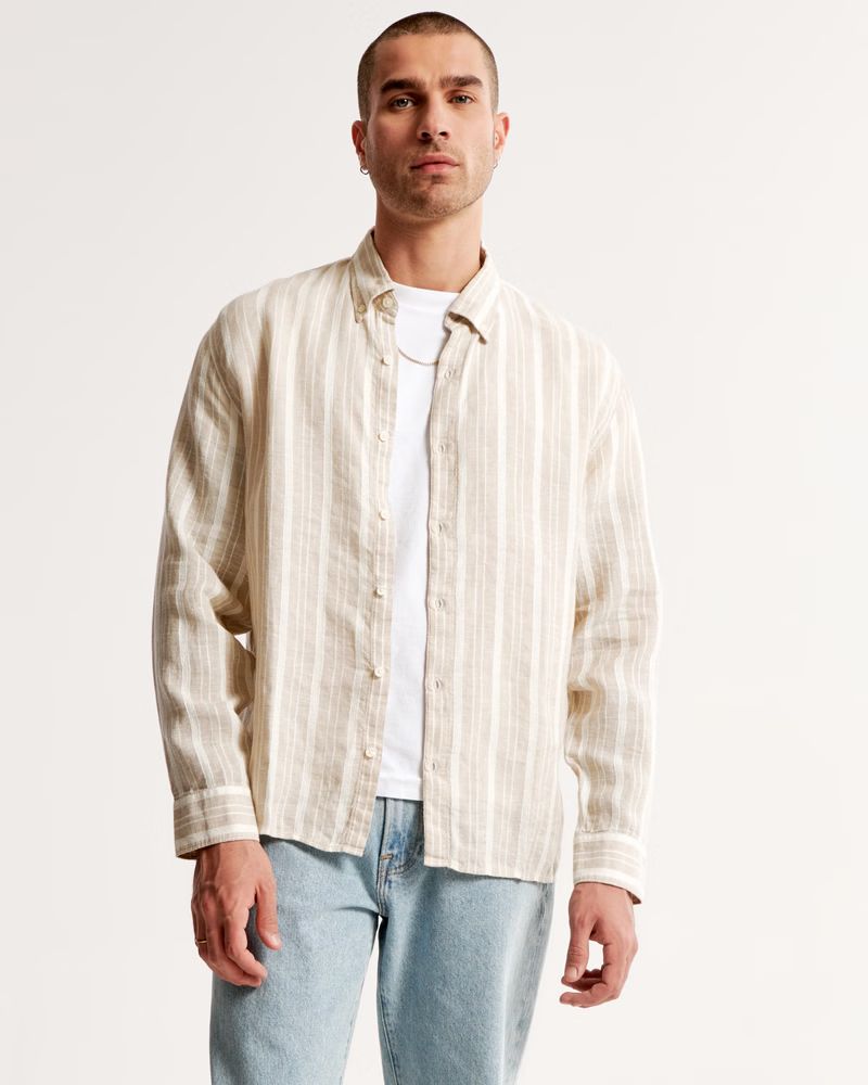 Linen Button-Up Shirt | Abercrombie & Fitch (US)