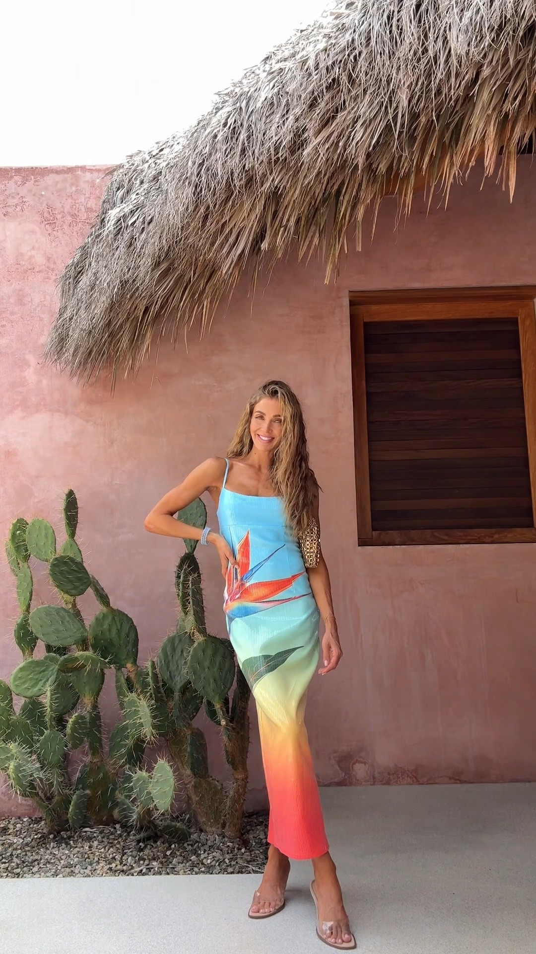 This most perfect beach trip/destination wedding guest dress ever! Plus added my hair/tan/lips products I used!

Size xs