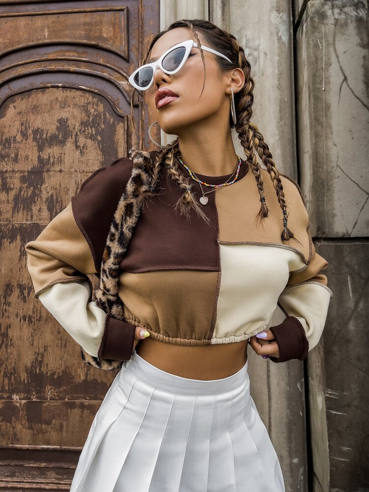 Color Block Patchwork Sweatshirt | SHEIN