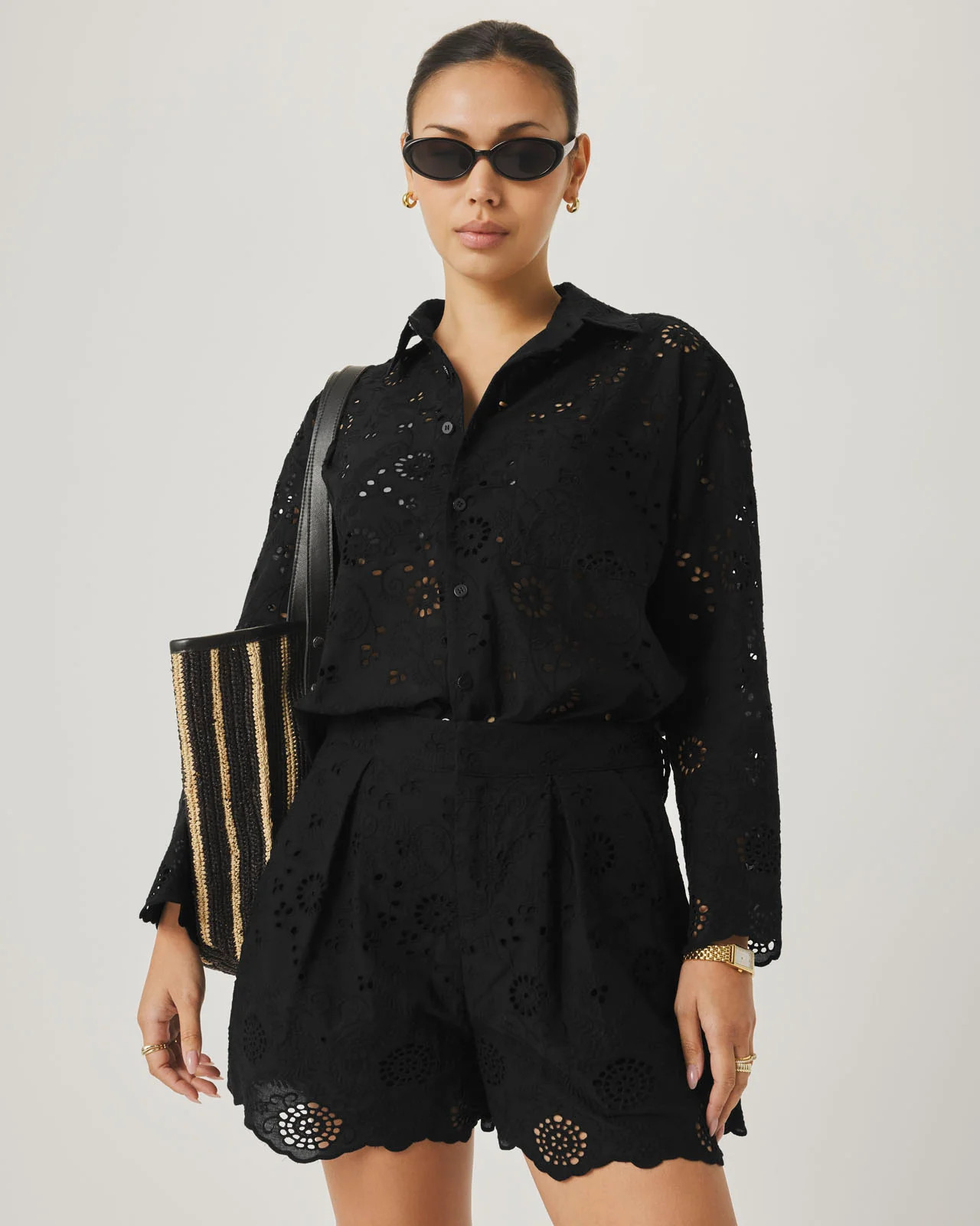 Splendid - Splendid x @Cellajaneblog Eyelet Short - Black | Splendid