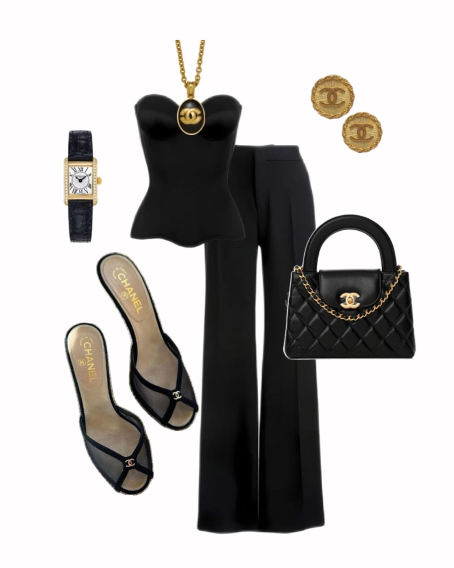 Going out outfit,  date night outfit, black outfit, chic style, designer jewelry 