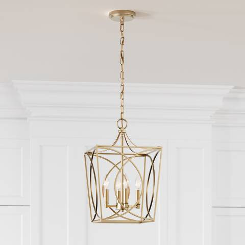 Tracy 12" Wide Painted Modern Gold 4-Light Cage Mini Pendant - #002J9 | Lamps Plus | Lamps Plus
