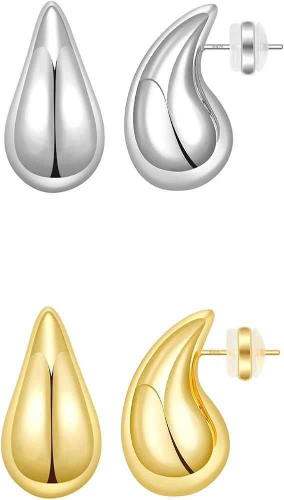 18K Gold Plated Teardrop Earrings Dupes for Women, Water Drop Earrings, 925 Sterling Silver Post ... | Amazon (US)