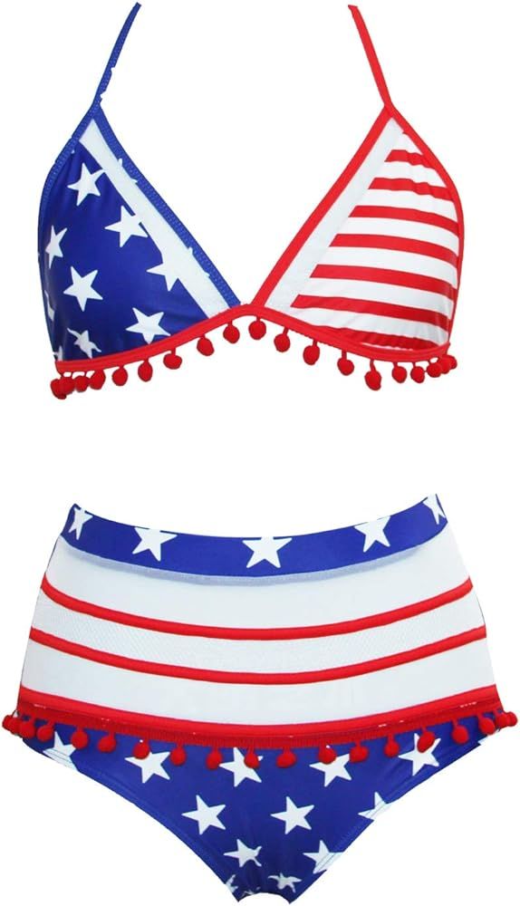 Childlike Me American Flag Bikini USA Flag Swimsuits for Women July 4th Patriotic Sexy Swimsuit Bath | Amazon (US)
