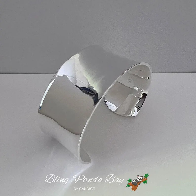 Silver Polished Silver Cuff Bracelet, Stunning Jewelry for Your Collection. Woman’s Bracelet. -... | Etsy (US)