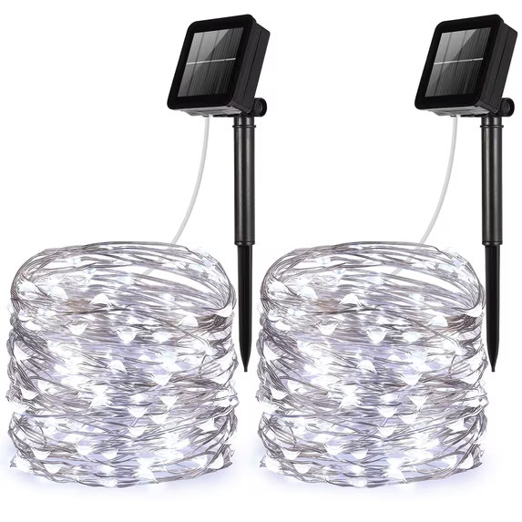 Rirool Solar Powered String Lights, 100 LED Copper Wire Lights, 33ft, Waterproof Fairy Lights for... | Walmart (US)