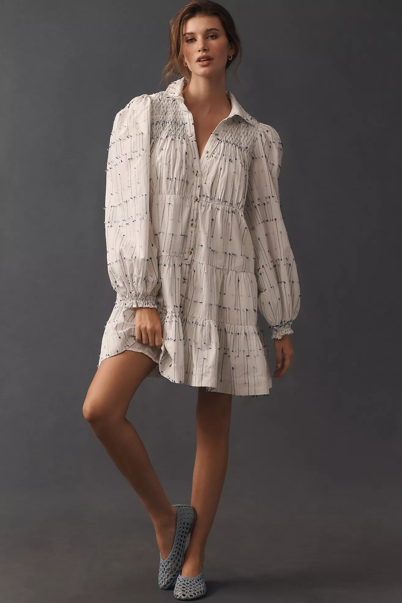 Maeve Tiered Collared Mini Dress | Anthropologie (US)
