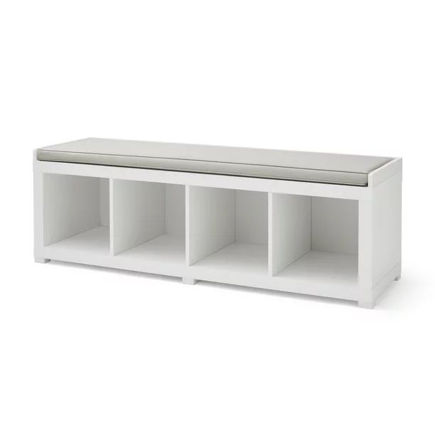 Better Homes and Gardens 4-Cube Organizer Storage Bench, White | Walmart (US)