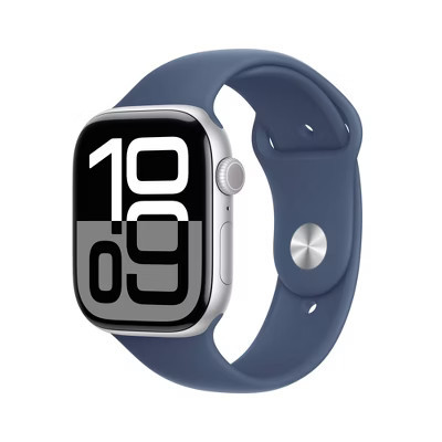 Apple Watch Series 10 GPS 46mm Silver Aluminum Case with Denim Sport Band - M/L | Target