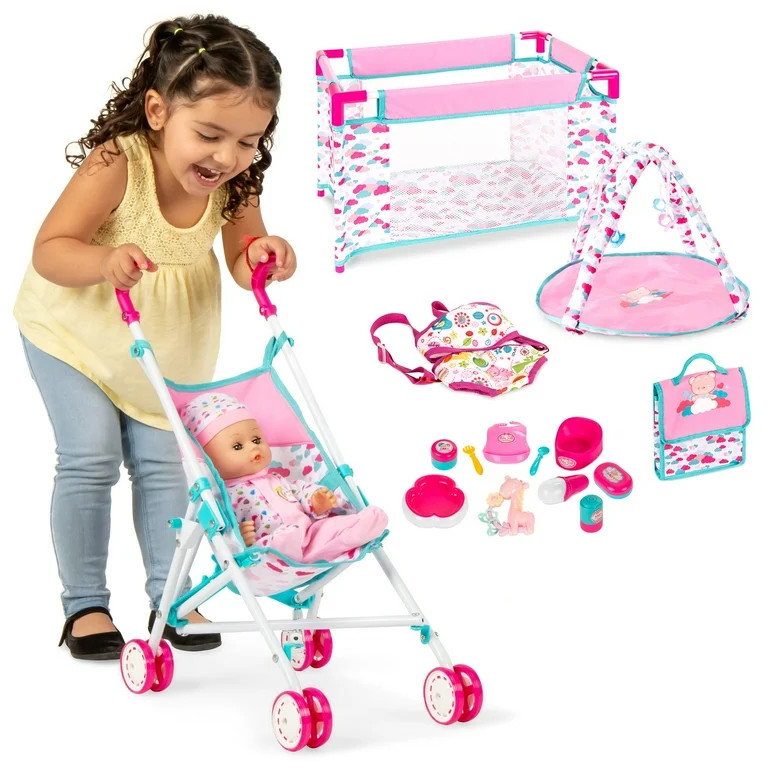 Best Choice Products Kids 15-Piece 13.5in Newborn Baby Doll Nursery Role Play Playset w/ Stroller... | Walmart (US)