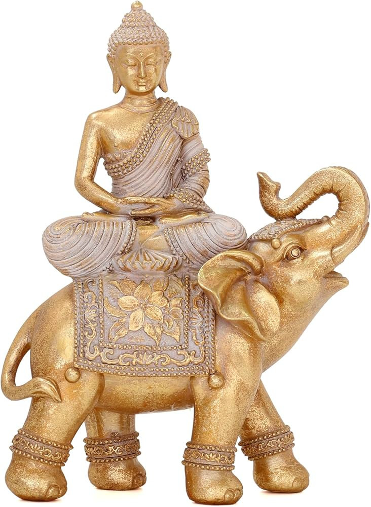 Buddha Statue for Home Decor Gold 9.25"-Elephant Buddha Statues for Zen Decor -Spiritual Décor-F... | Amazon (US)