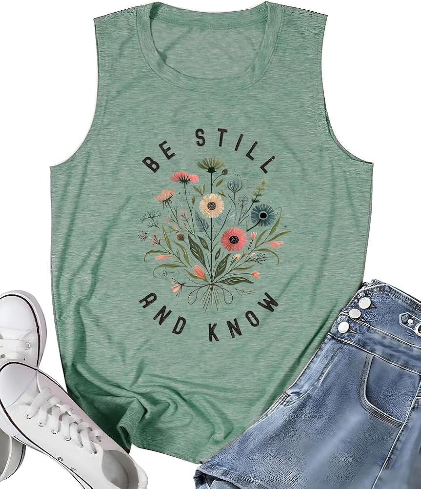 Be Still and Know Shirts for Women Casual Short Sleeve Christian Tee Tops | Amazon (US)