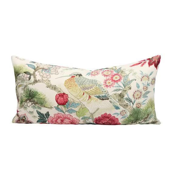 Scalamandre Shenyang Linen Print pillow cover in Bloom SC 0003 16601 // Designer pillow // High e... | Etsy (US)