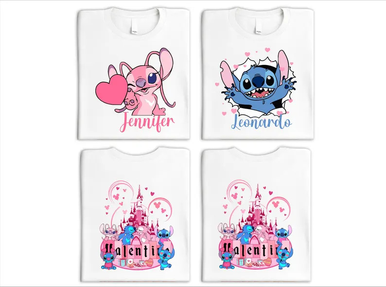 Disney Stitch & Angel Valentine's Day Shirt, Custom Disney Valentine Shirt, Disneyland Honeymoon ... | Etsy (US)