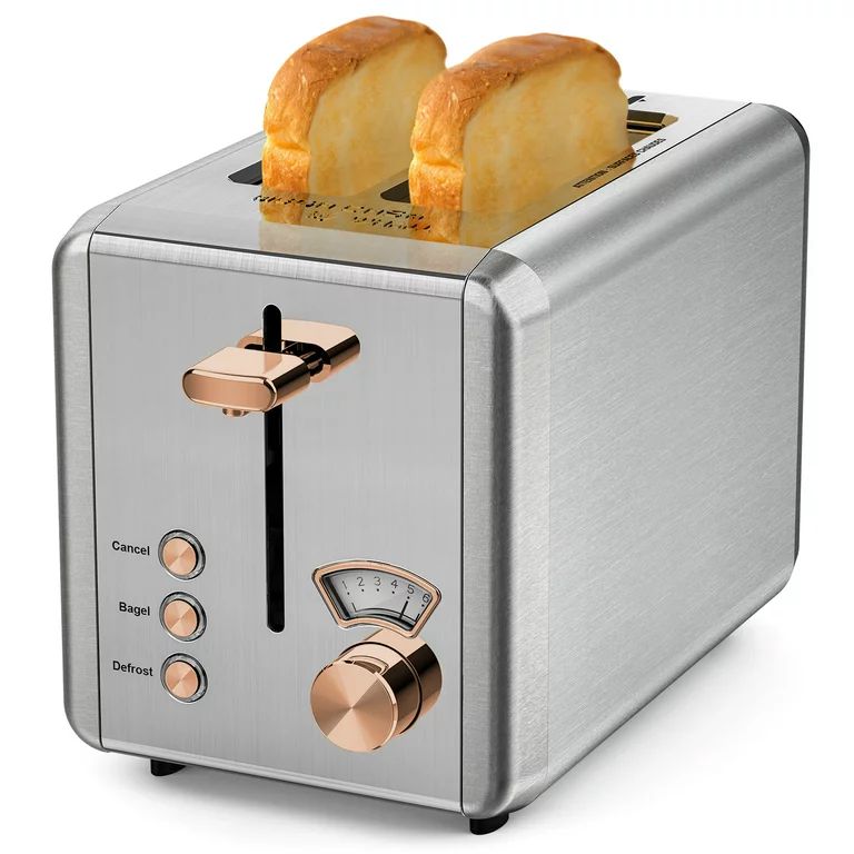 WHALL 2 Slice Toaster - Stainless Steel Toaster with Wide Slot, 6 Shade Settings, Bagel Function,... | Walmart (US)