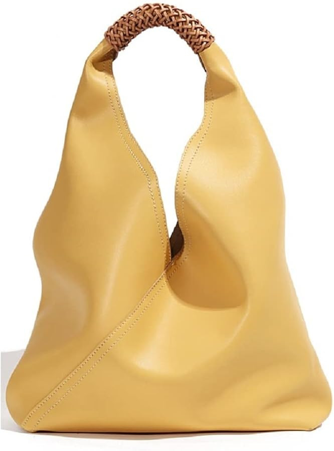 JIUFENG Hobo Bag for Women Genuine Leather Bucket Tote Bag Solid Color Commuter Underarm Shoulder... | Amazon (US)