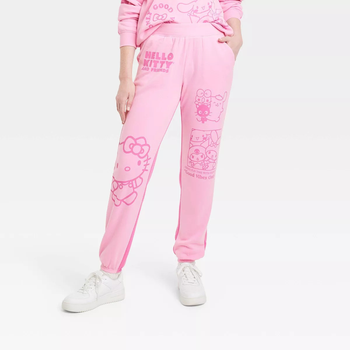 Women's Sanrio Hello Kitty Two-Tone Graphic Jogger Pants - Pink | Target