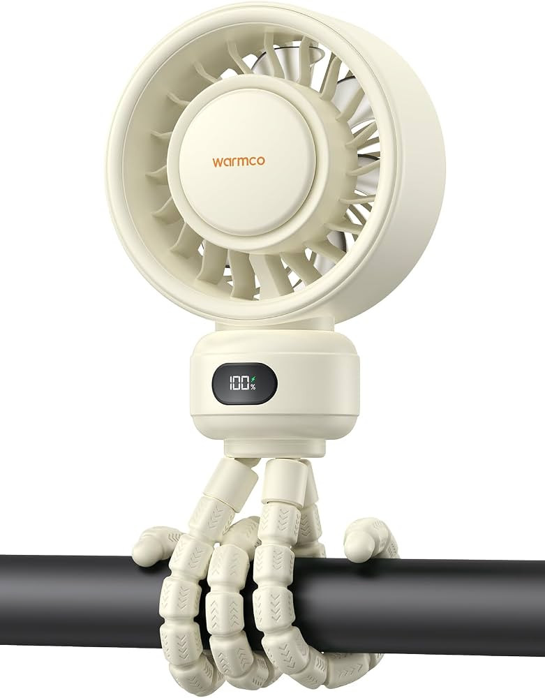 Warmco Tragbarer Kinderwagen-Ventilator, 4000 mAh, wiederaufladbarer Clip-On-Stativventilator (bi... | Amazon (DE)