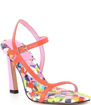 Fionah Leather Multi Checkered Strappy Dress Sandals | Dillard's