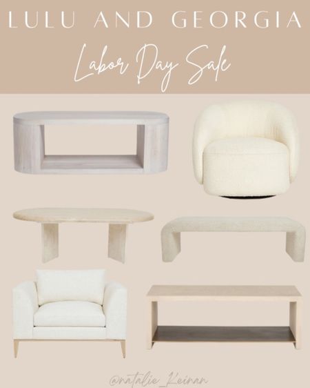 Lulu and Georgia 20% off Labor Day sale!! Boucle chair. Coffee table. Boucle bench. Accent chair for living room. Neutral home decor  

#LTKstyletip #LTKhome #LTKsalealert